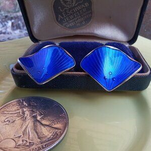 Beautiful Blue Enamel on S.S Ivar Holth Earrings